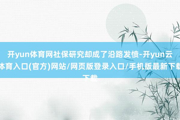 开yun体育网社保研究却成了沿路发愤-开yun云体育入口(官方)网站/网页版登录入口/手机版最新下载